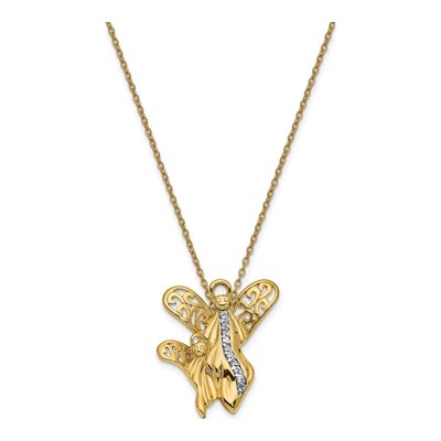 Gold-Plated Sterling Silver CZ Angel of Motherhood Pendant Necklace