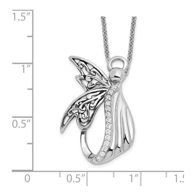 Sterling Silver CZ Angel Pendant Necklace – view 3
