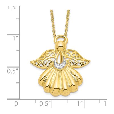 Gold-Plated Sterling Silver CZ Angel of Remembrance Pendant Necklace – view 3