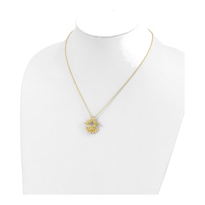 Gold-Plated Sterling Silver CZ Angel of Remembrance Pendant Necklace – view 5