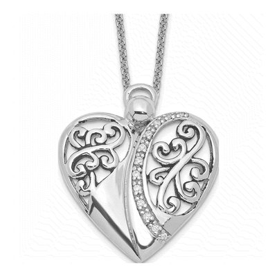 Sterling Silver CZ Angel of Love Pendant Necklace