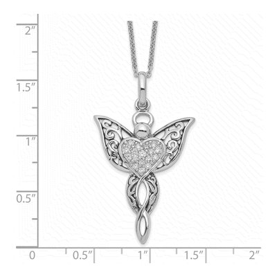 Sterling Silver CZ Angel Pendant Necklace – view 3