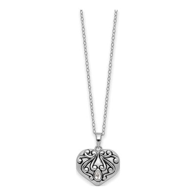 Sterling Silver CZ Heart Ash Holder Pendant Necklace – view 2