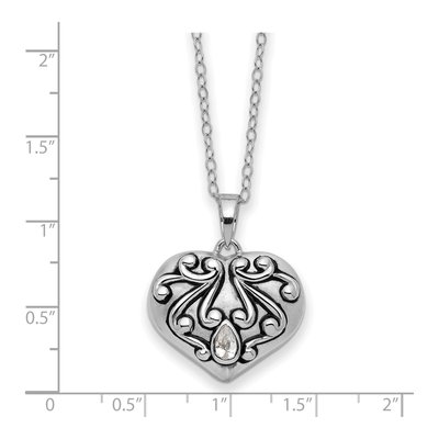 Sterling Silver CZ Heart Ash Holder Pendant Necklace – view 4