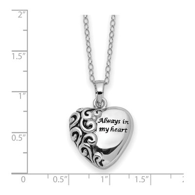 Sterling Silver Antiqued Heart Ash Holder Pendant Necklace – view 3