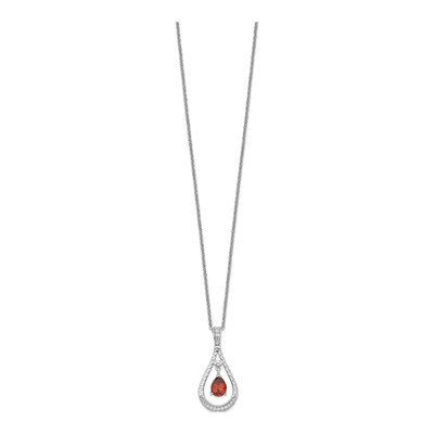 Sterling Silver CZ January Tear Drop Necklace – view 2