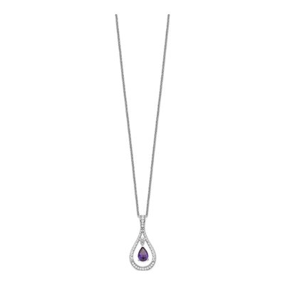 Sterling Silver CZ February Tear Necklace – view 2