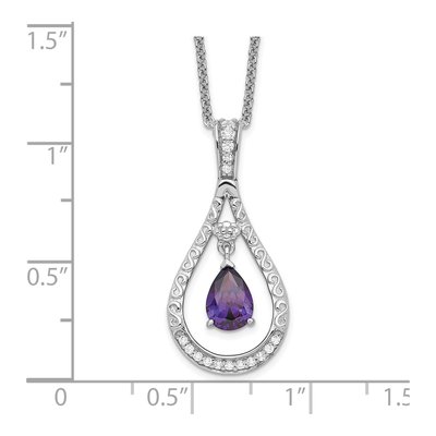 Sterling Silver CZ February Tear Necklace – view 3