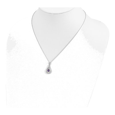 Sterling Silver CZ February Tear Necklace – view 5