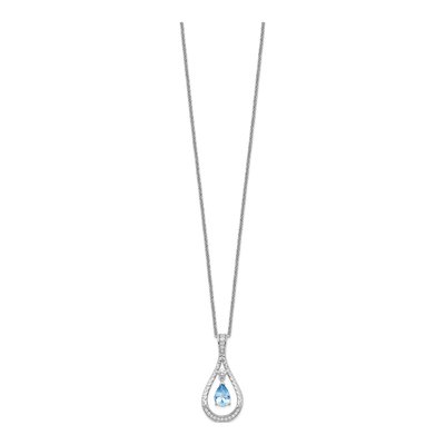 Sterling Silver CZ March Never Forget Tear Necklace – view 2