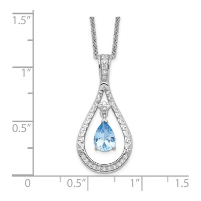 Sterling Silver CZ March Never Forget Tear Necklace – view 3
