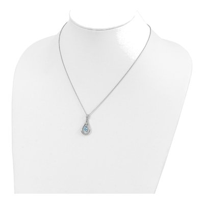Sterling Silver CZ March Never Forget Tear Necklace – view 5