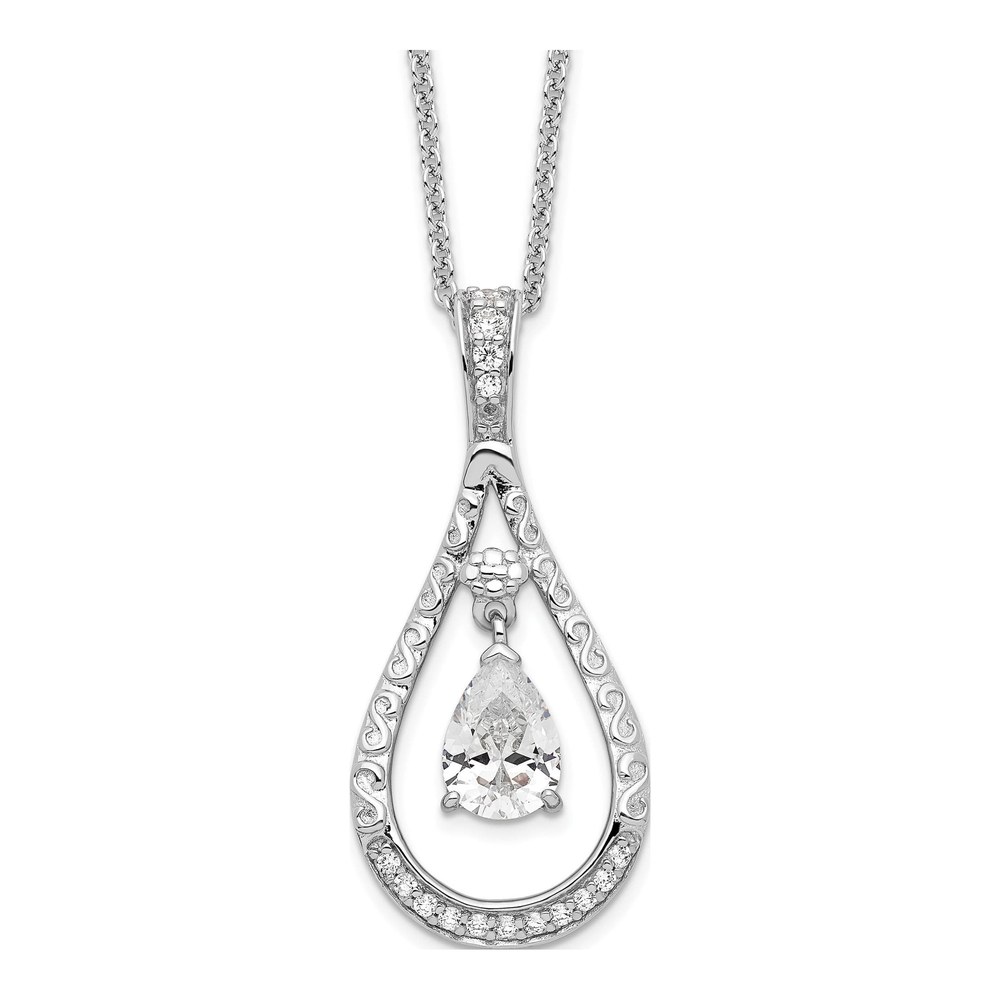 Sterling Silver CZ April Tear Necklace