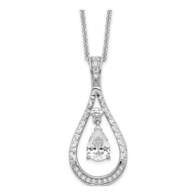 Sterling Silver CZ April Tear Necklace