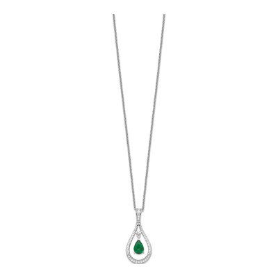 Sterling Silver CZ May Birthstone Teardrop Necklace – view 2