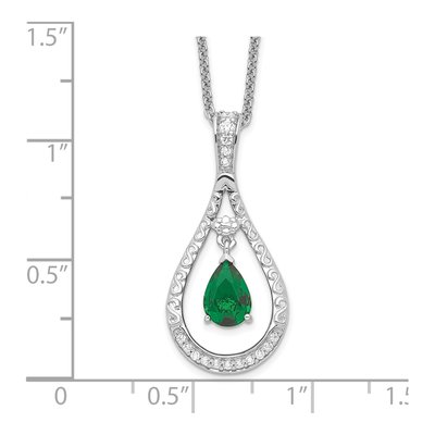 Sterling Silver CZ May Birthstone Teardrop Necklace – view 3