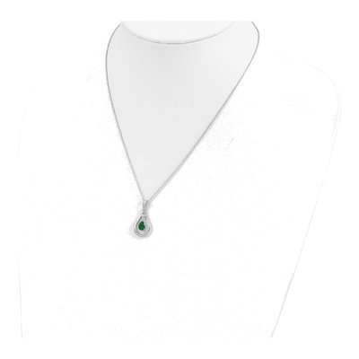 Sterling Silver CZ May Birthstone Teardrop Necklace – view 5