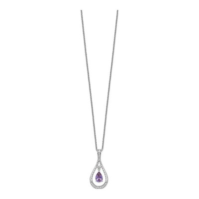 Sterling Silver CZ June Birthstone Tear Necklace – view 2