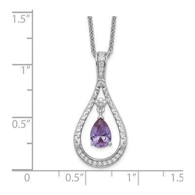 Sterling Silver CZ June Birthstone Tear Necklace – view 3