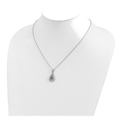 Sterling Silver CZ June Birthstone Tear Necklace – view 5