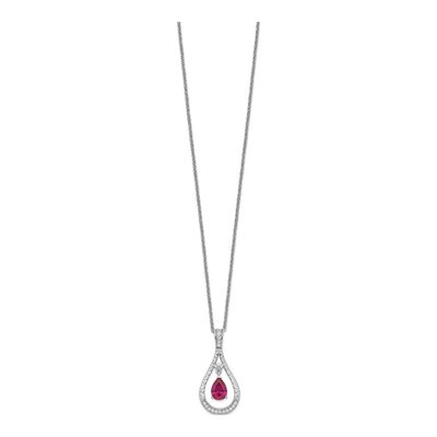 Sterling Silver CZ July Birthstone Tear Necklace – view 2