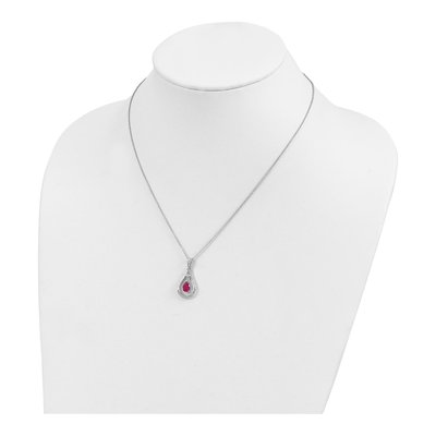 Sterling Silver CZ July Birthstone Tear Necklace – view 5