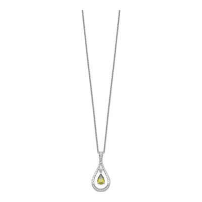 Sterling Silver CZ August Birthstone Tear Necklace – view 2