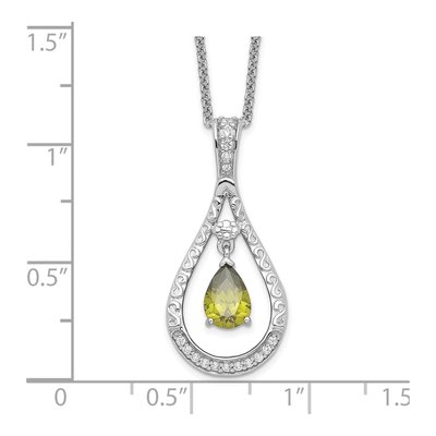 Sterling Silver CZ August Birthstone Tear Necklace – view 3