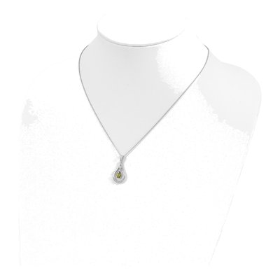 Sterling Silver CZ August Birthstone Tear Necklace – view 5