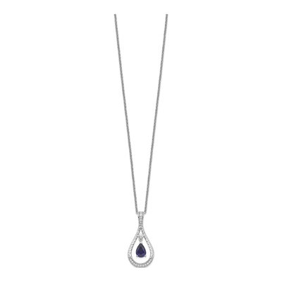 Sterling Silver Lab-Created Sapphire & CZ September Teardrop Necklace – view 2