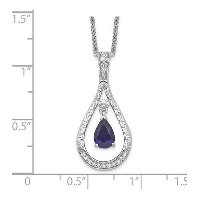 Sterling Silver Lab-Created Sapphire & CZ September Teardrop Necklace – view 3