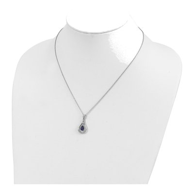 Sterling Silver Lab-Created Sapphire & CZ September Teardrop Necklace – view 5