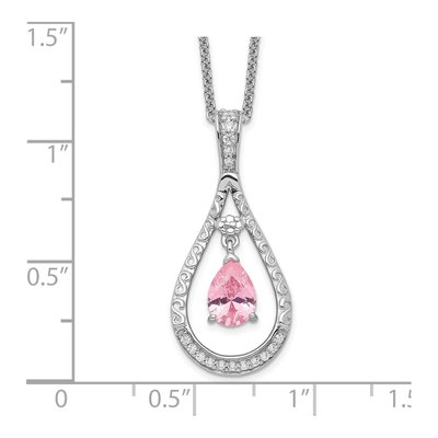 Sterling Silver CZ Never Forget Tear Necklace – view 3