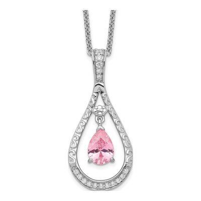 Sterling Silver CZ Never Forget Tear Necklace