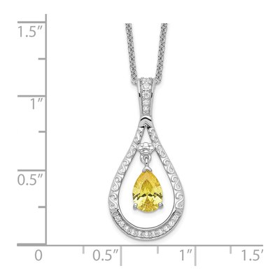 Sterling Silver CZ November Teardrop Necklace – view 3