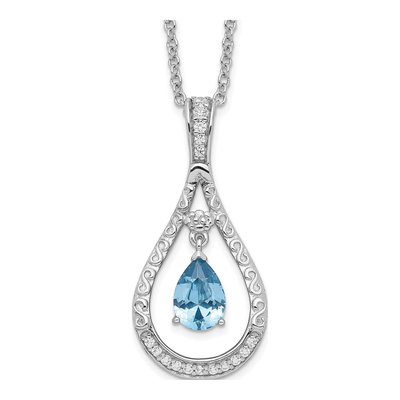 Sterling Silver CZ December Tear Necklace