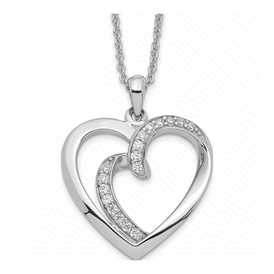 Sterling Silver CZ Two Souls Heart Necklace