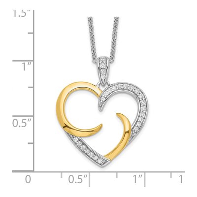 Gold-Plated Sterling Silver CZ Heart Necklace – view 3