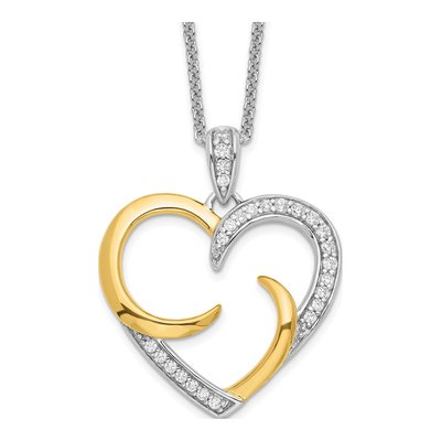 Gold-Plated Sterling Silver CZ Heart Necklace