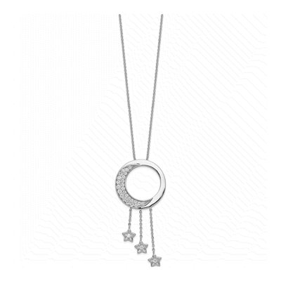 Sterling Silver CZ Moon Stars Necklace – view 2