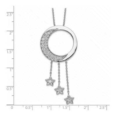 Sterling Silver CZ Moon Stars Necklace – view 3