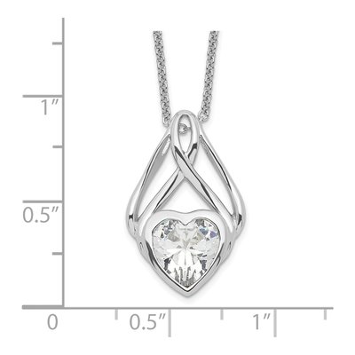 Sterling Silver CZ Heart Pendant Necklace – view 3