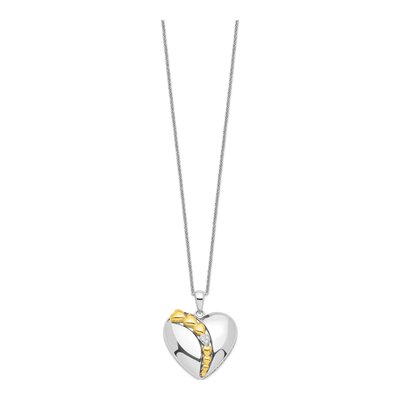 Gold-Plated Sterling Silver CZ Heart Pendant Necklace – view 2