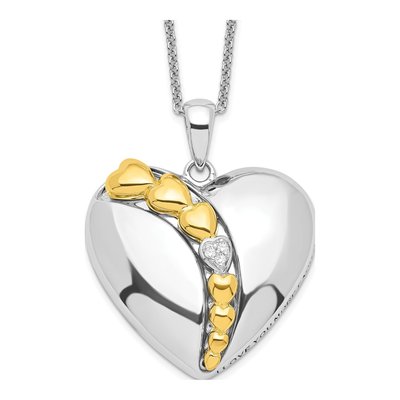 Gold-Plated Sterling Silver CZ Heart Pendant Necklace