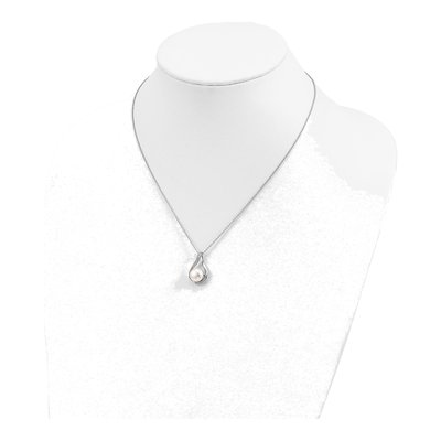 Sterling Silver Freshwater Cultured Pearl & CZ Forever Embrace Pendant Necklace – view 5