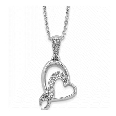 Sterling Silver CZ Sister Bridesmaid Pendant Necklace