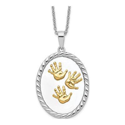Gold-Plated Sterling Silver Hand Prints Pendant Necklace
