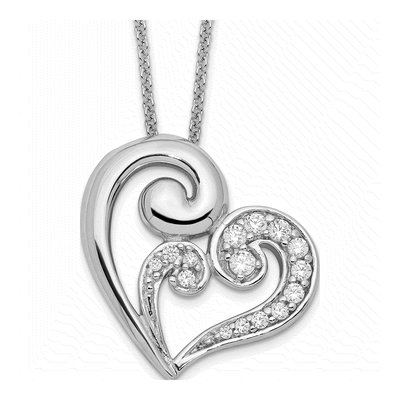 Sterling Silver CZ Heart Mother's Necklace