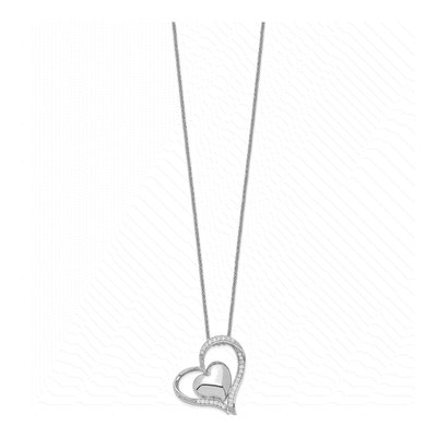 Sterling Silver CZ My Heart Double Hear Necklace – view 2