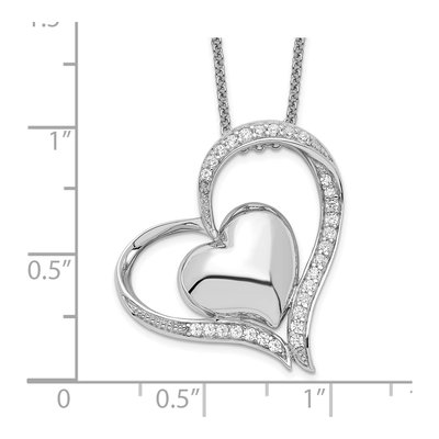 Sterling Silver CZ My Heart Double Hear Necklace – view 3